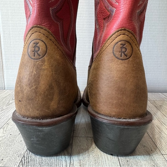 Tony Lama- NWT! Buckaroo Tall Pink/Brown Leather Cowgirl Boots- Sz. 7 - Picture 7 of 16